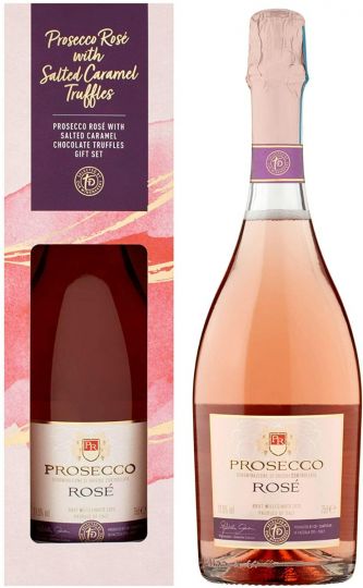 Prosecco Rosé with Salted Caramel Chocolate Truffles Gift Set, 75cl
