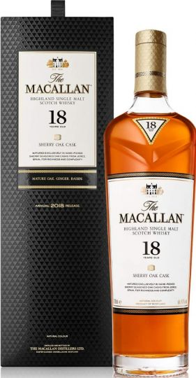 The Macallan Sherry Oak 18 Years Old Single Malt Scotch Whisky 2021 Release in Gift Box, 70cl