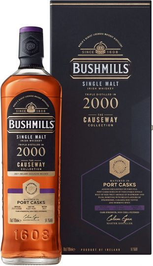 The Bushmills Causeway Collection 2000 Port Cask Finish 70 cl + Gift Box | Irish Single Malt Whiskey | Limited Edition Rare | Global UK Exclusive
