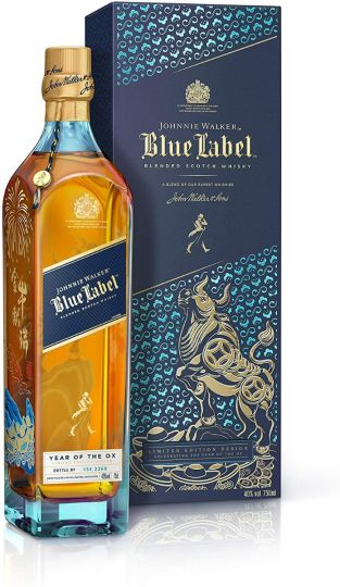 Johnnie Walker Blue Label Blended Scotch Whisky - Limited Edition Design in Gift Box, 70cl (Chinese New Year - Year of the Ox 2021)