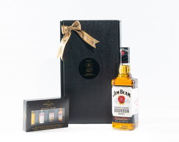Black Gift box of Jim Beam Whiskey with Anthon Berg liqueur chocolates