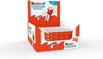 Kinder Chocolate Bars, 8 Small 12.5 g Milk Chocolate Bars with Cream FIlling, Box of 10 (80 Total Bars)